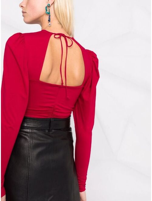 Pinko puff-sleeve open-back top