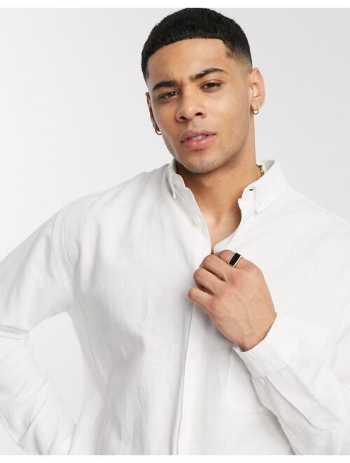 Asos Design 90s oversized linen shirt in white