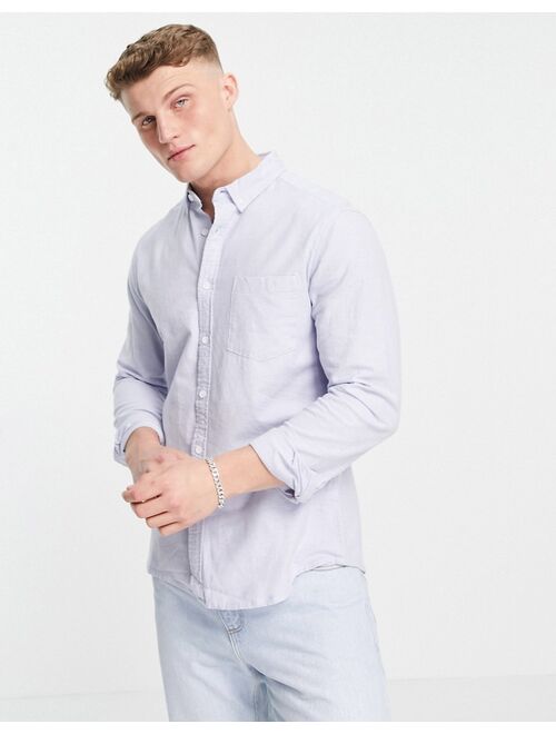 Asos Design slim fit yarn dye oxford shirt in blue