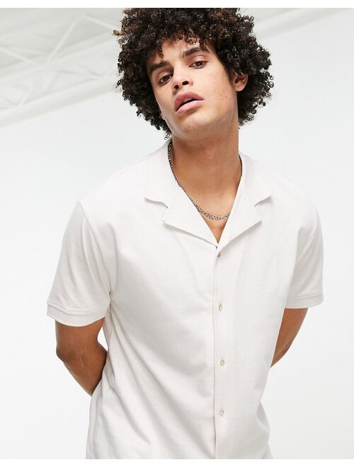 Asos Design relaxed fit jersey shirt in off white