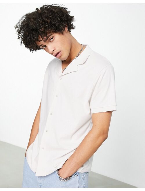 Asos Design relaxed fit jersey shirt in off white