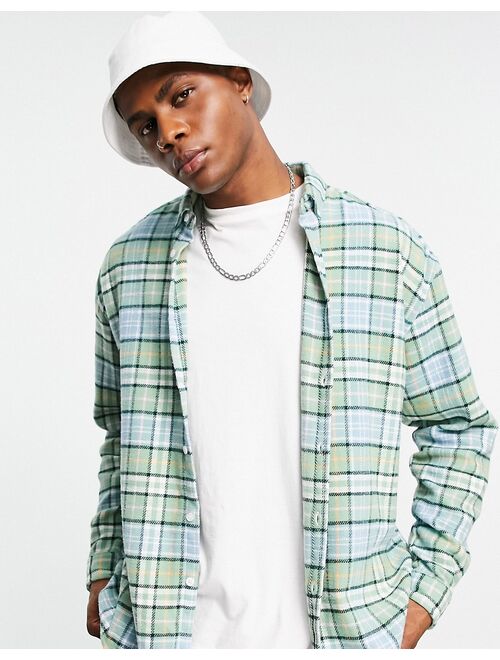 Asos Design 90s oversized plaid shirt in green brushed flannel