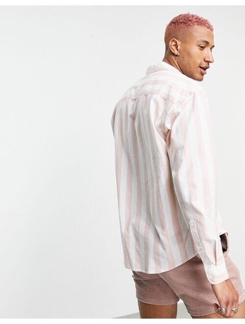 Asos Design 90s oversized shirt in pink oxford stripe