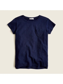 Girls' T-shirt with heart-shaped pocket