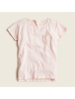 Girls' T-shirt with heart-shaped pocket