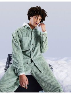 oversized irregular cord shirt in mint - part of a set