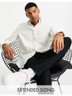 brushed oxford shirt in off white