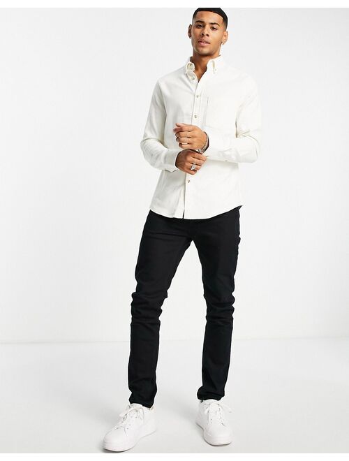 Asos Design brushed oxford shirt in off white