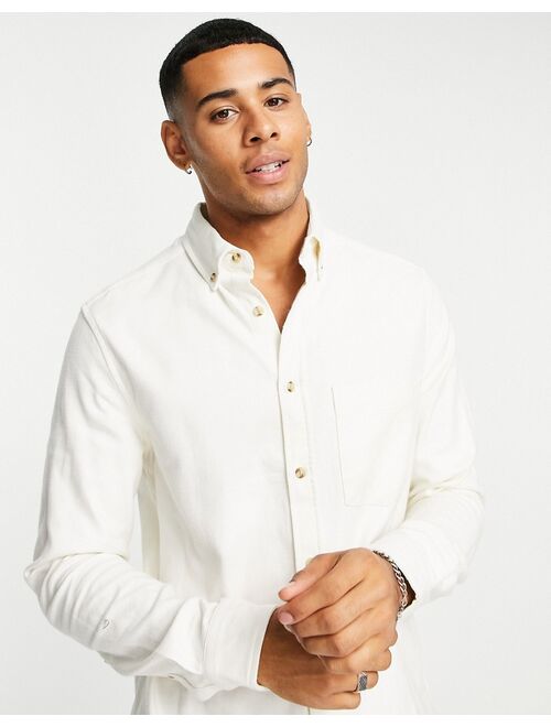 Asos Design brushed oxford shirt in off white