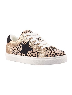 PARTY Women's Fashion Star Sneaker Lace Up Low Top Comfortable Cushioned golden goose dupes Walking Shoes