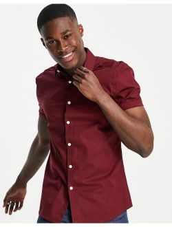 stretch skinny fit shirt in burgundy