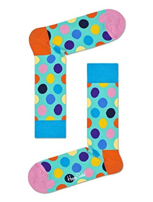 Happy Socks Men's 1 Pack Unisex Combed Cotton Crew-Bright Big Dot