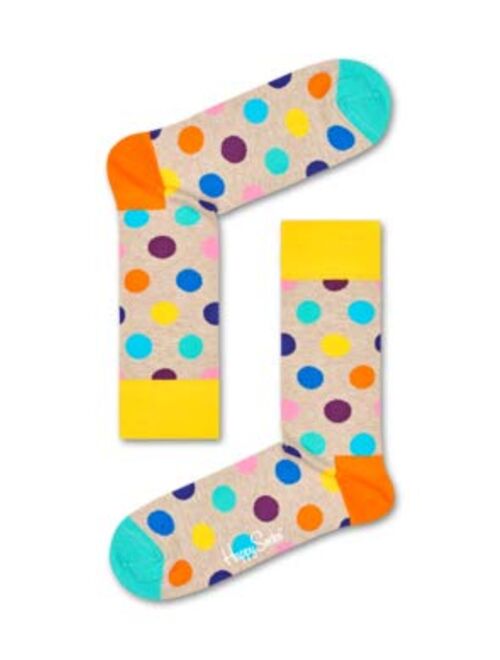 Happy Socks Men's 1 Pack Unisex Combed Cotton Crew-Bright Big Dot