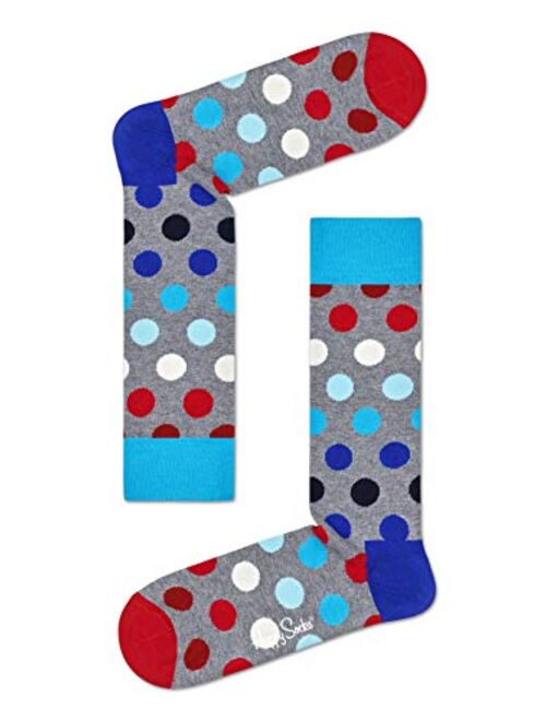 Happy Socks Men's 1 Pack Unisex Combed Cotton Crew-Bright Big Dot