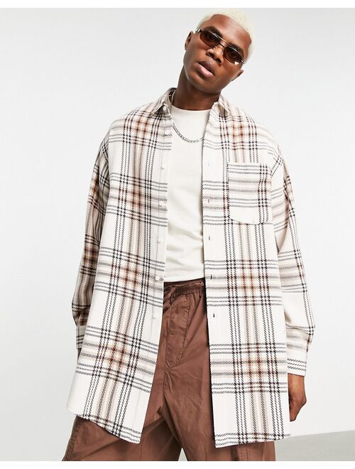 Asos Design 90s oversized shirt in neutral twill check