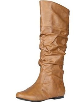 Women's Neo144 Leatherette Basic Slouchy Knee High Flat Boot