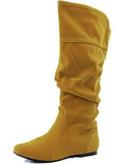 Women's Neo144 Leatherette Basic Slouchy Knee High Flat Boot