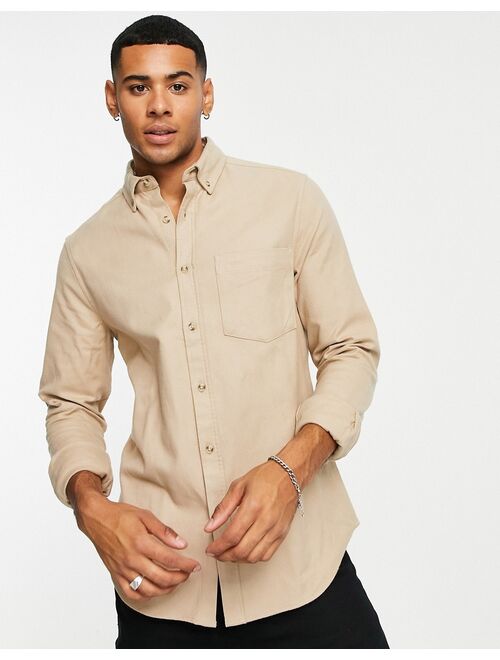 Asos Design brushed oxford shirt in neutral