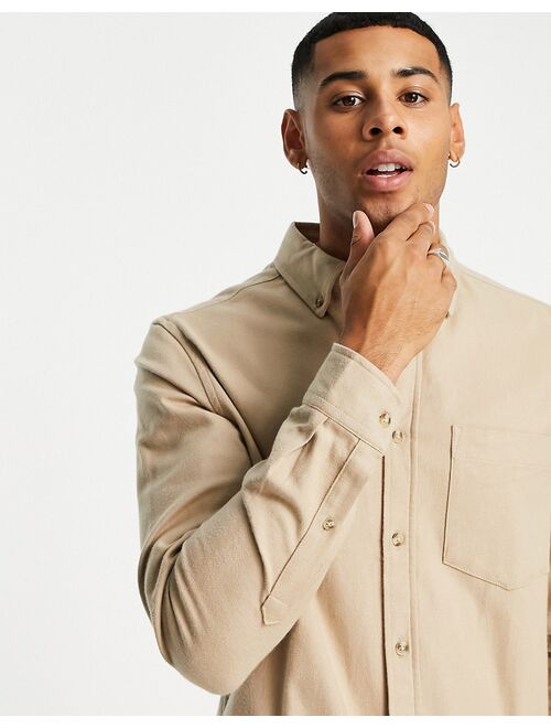 Asos Design brushed oxford shirt in neutral