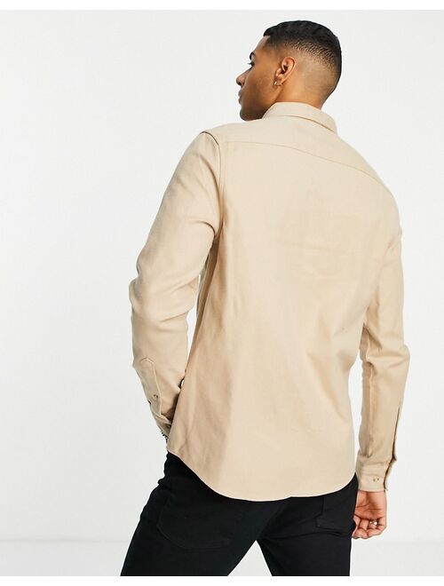 Asos Design brushed oxford shirt in neutral