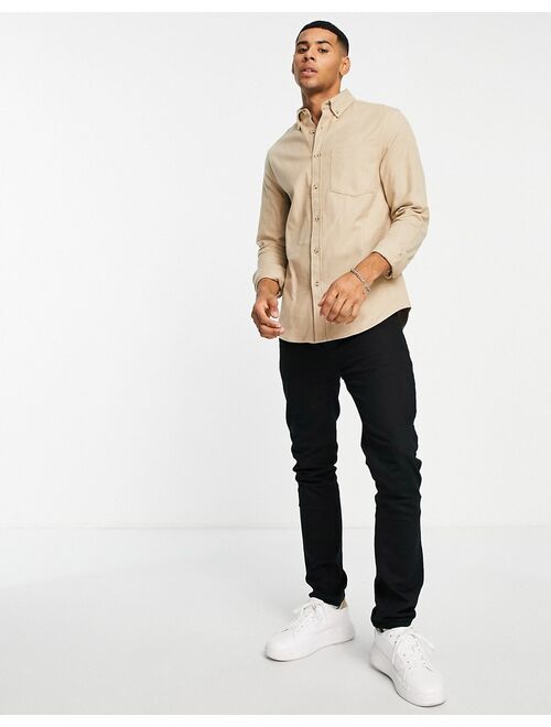 Asos Design brushed oxford shirt in neutral