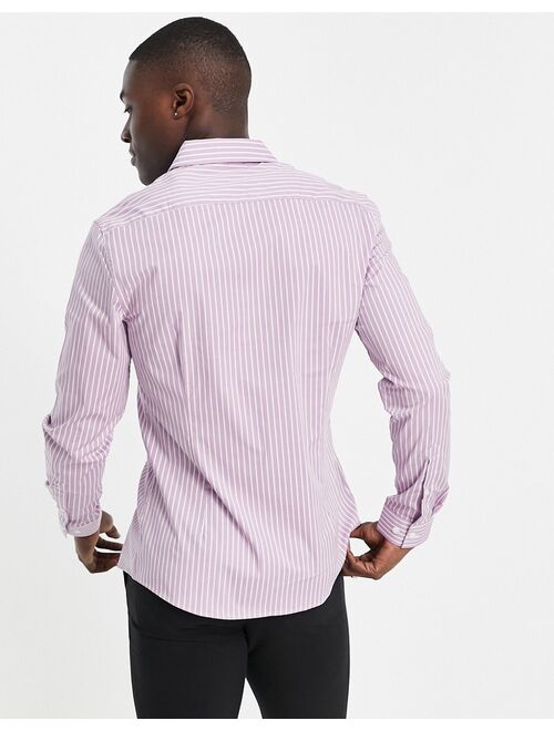 Asos Design slim stripe shirt in lavender