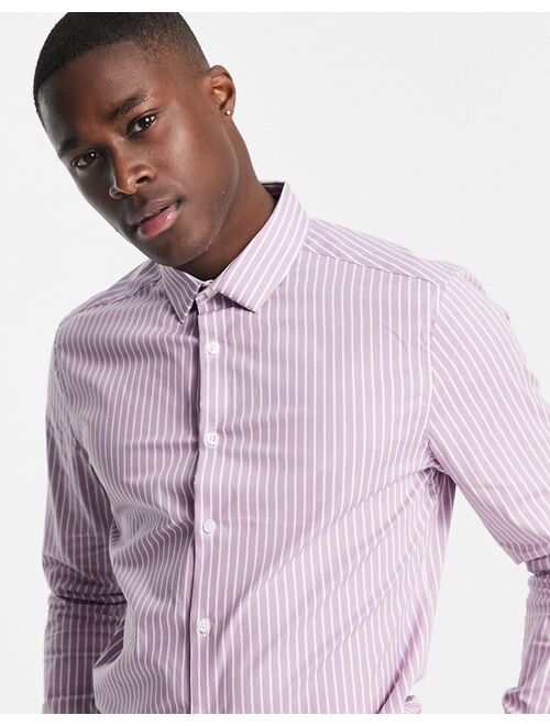 Asos Design slim stripe shirt in lavender