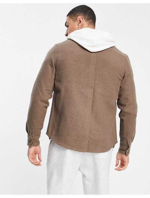 Asos Design wool mix overshirt in light brown