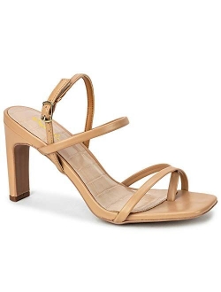 Kaylee Heels for Women - Sand Faux Leather Sling Back Sandals