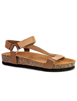 Luka Sandals for Women - Faux Leather Cork Boho Cross Band Sandals