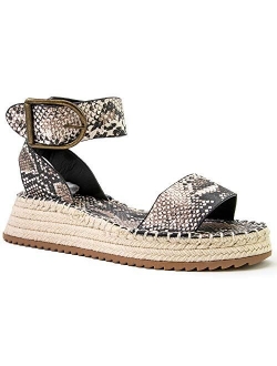 Fabio Platform Sandals for Women Animal Print Open Toe Espadrilles