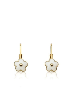 Kids Earrings - 14k Gold Plated Flower Leverback Earrings-Hypoallergenic and Nickel Free For Sensitive Ears