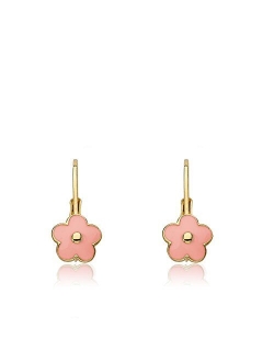 Kids Earrings - 14k Gold Plated Flower Leverback Earrings-Hypoallergenic and Nickel Free For Sensitive Ears