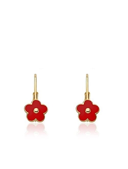 Kids Earrings - 14k Gold Plated Flower Leverback Earrings-Hypoallergenic and Nickel Free For Sensitive Ears