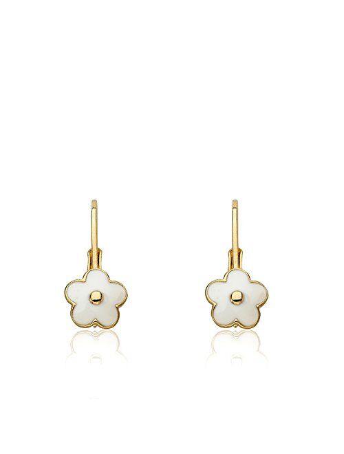 Little Miss Twin Stars Kids Earrings - 14k Gold Plated Flower Leverback Earrings-Hypoallergenic and Nickel Free For Sensitive Ears