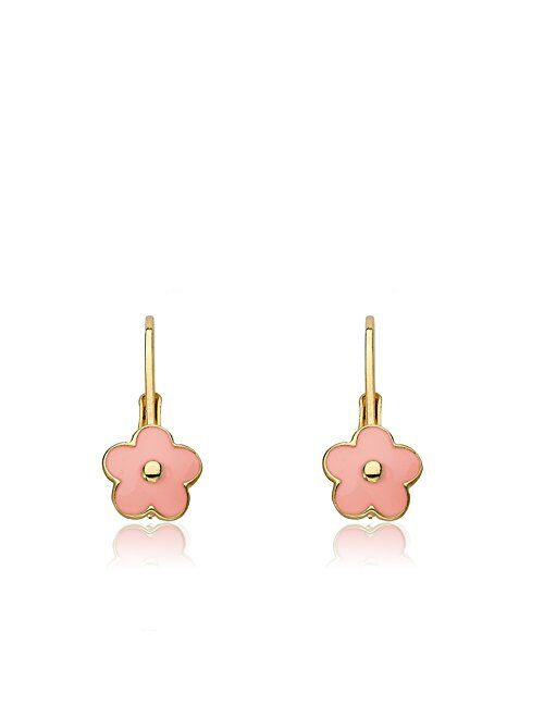 Little Miss Twin Stars Kids Earrings - 14k Gold Plated Flower Leverback Earrings-Hypoallergenic and Nickel Free For Sensitive Ears