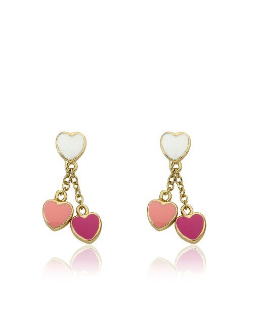 Little Miss Twin Stars Kids Earring - 14k Gold-Plated Double Dangle Earring - Surgical Steel Post For Sensitive Ears