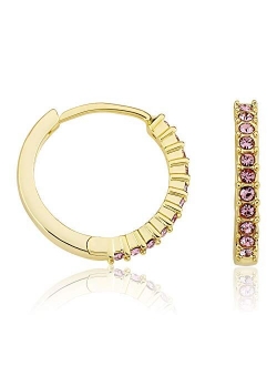 Girls Earrings - 14K Gold Plated Crystal Huggy Earring - Hypoallergenic And Nickel Free For Sensitive Ears