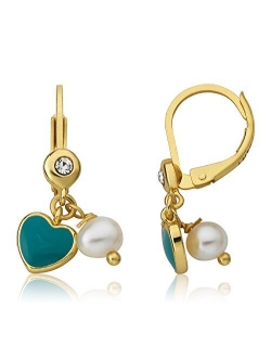 Kids Earrings - 14K Gold Plated Leverback Earring With Fresh Water Pearl - Hypoallergenic and Nickel Free For Sensitive Ears