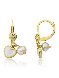 Kids Earrings - 14K Gold Plated Leverback Earring With Fresh Water Pearl - Hypoallergenic and Nickel Free For Sensitive Ears