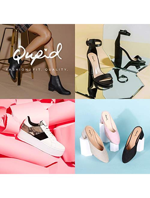 Qupid Eppa Sandals for Women - Open Toe Casual Wedge Flip Flop Sandal Slides