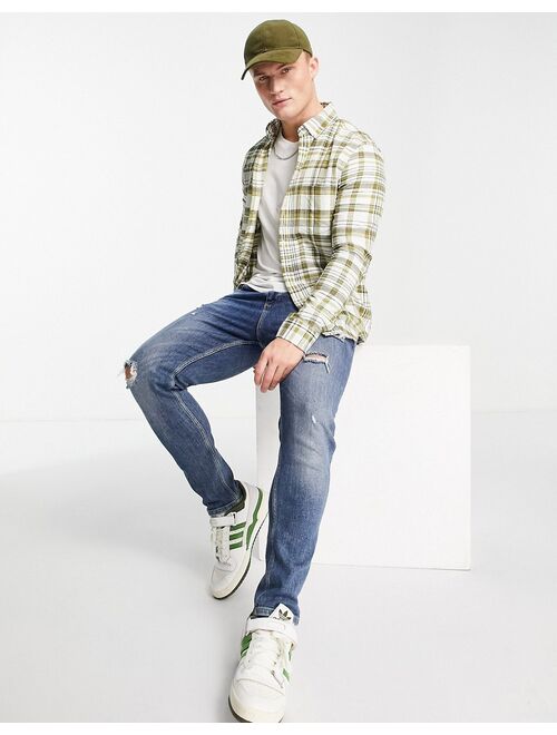 Asos Design regular shirt in green check