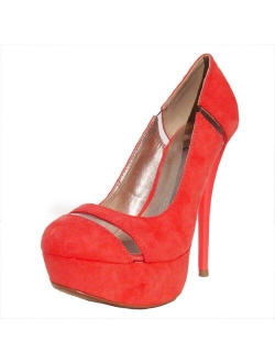 Women's Neutral362 Faux Suede Lucite Round Toe Platform Pump