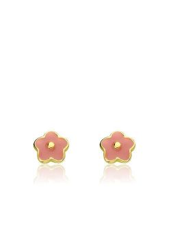 Girls' "Frosted Flower" 14k Gold-Plated Flower Earrings