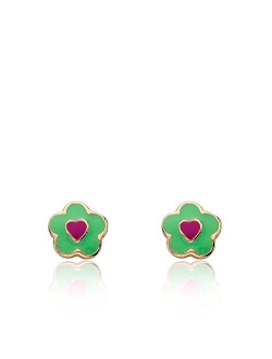 Girls' "Frosted Flower" 14k Gold-Plated Flower Earrings