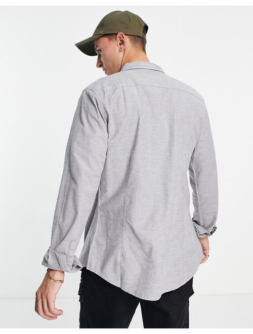 Asos Design slim fit oxford shirt in charcoal