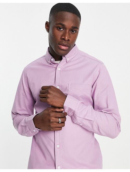 Asos Design slim oxford shirt in lavender