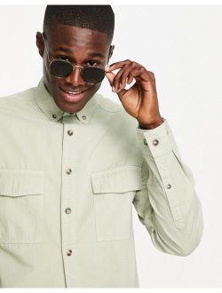 ripstop overshirt in sage green