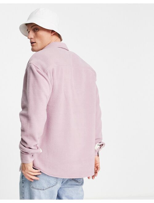 Asos Design 90s oversized fleece shirt in washed mauve