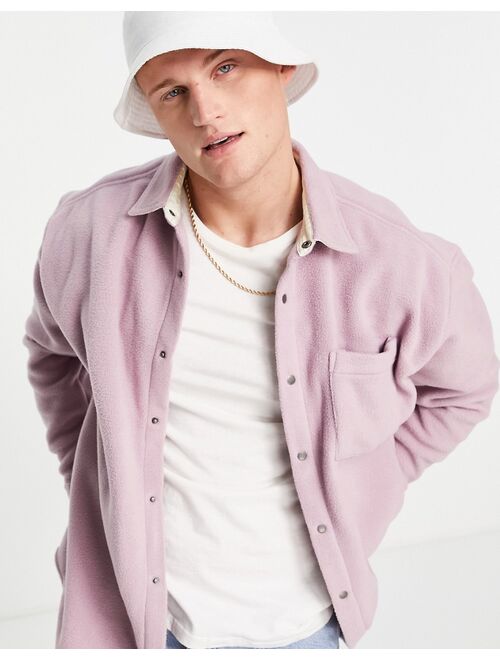 Asos Design 90s oversized fleece shirt in washed mauve